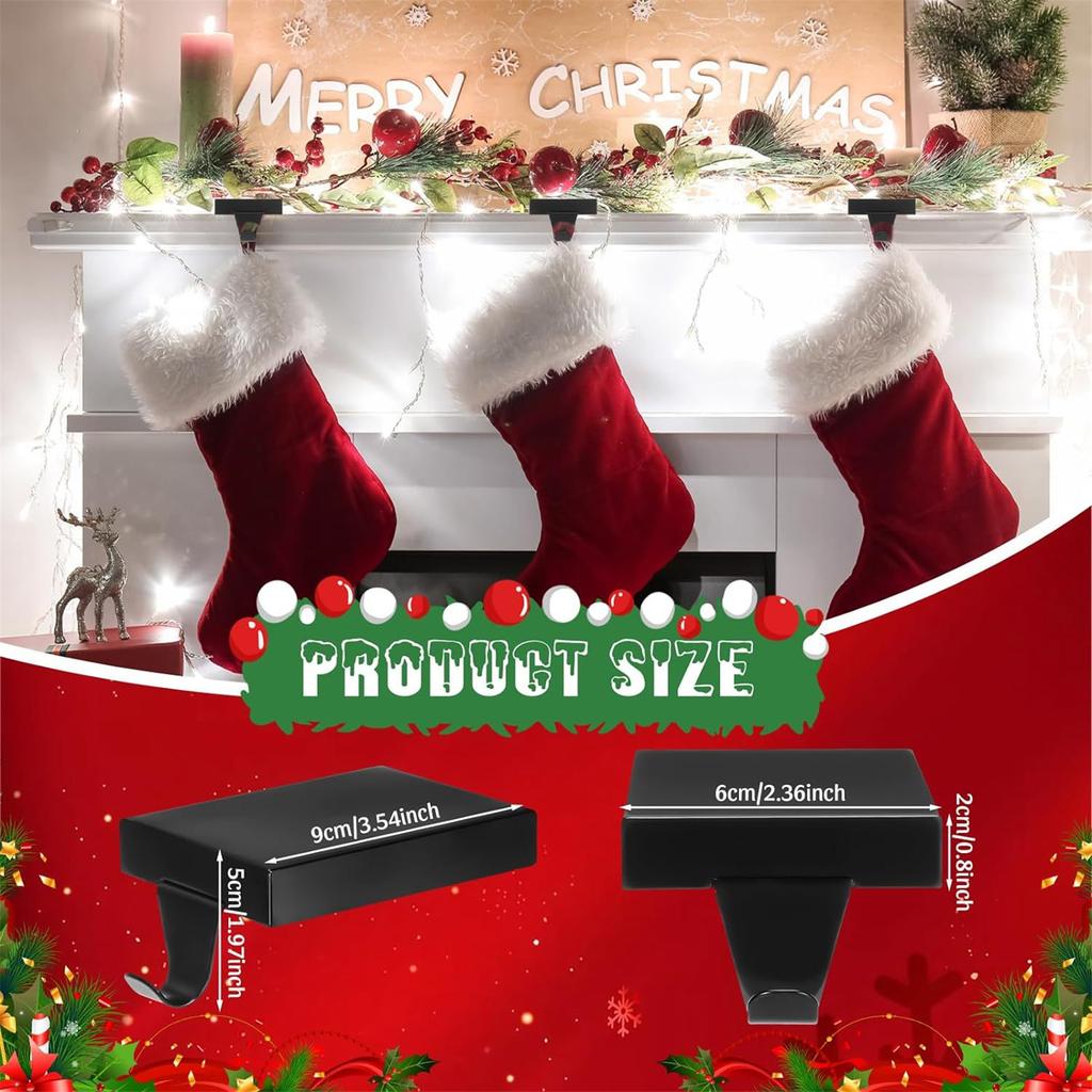 Set of 4 Weighted Christmas Stocking Hangers Christmas Mantel Hook Hangers for Stocking Hanging and Christmas Decors