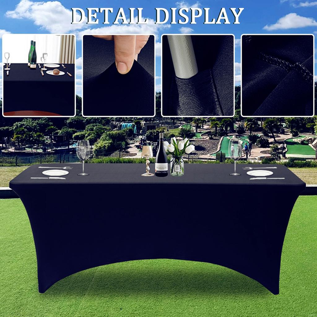 6 Ft Stretch Fitted Tablecloth Elastic Tablecloth With Leg Pockets Festive Table Decorations (Dark Blue)