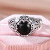 Vintage Silver Hollowed Color Out Flower Red Zircon Rings For Women Charms Wedding Banquet Party Jewelry Gift