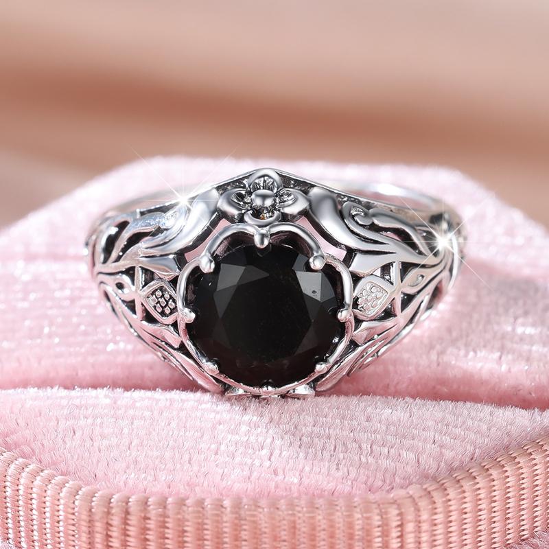 

Винтажные серебряные цветные полые цветочные красные циркониевые кольца для женщин, подвески, свадебные украшения для банкета и вечеринки, подарок 10 чёрный/серебряный