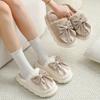 Bow-tie fluffy slippers winter cute indoor home home thick bottom plush warm cotton mop