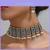 European Style Alloy Gemstone Necklace And Earrings Set With Artificial Pearl Dangles For Women
