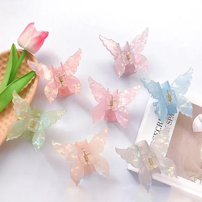 Acetate Butterfly Hair Claw Colorful French Style Retro Elegant Women Girls Hair Clamps Sweet Cute Hair Styling Shark Grab Clip