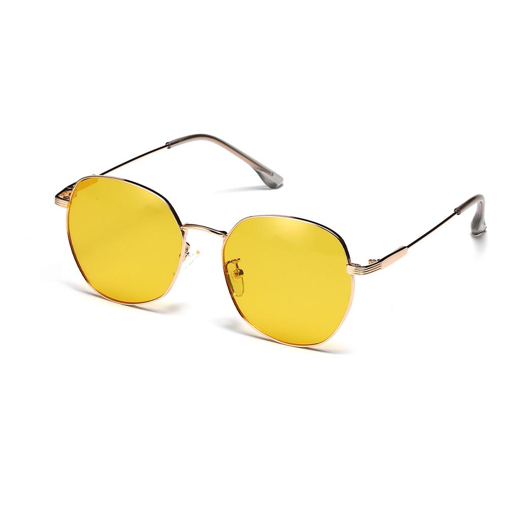 Round Glasses Men'S Candy Color Red Literary Sunglasses Women'S Metal Big Face Sunglasses Supply