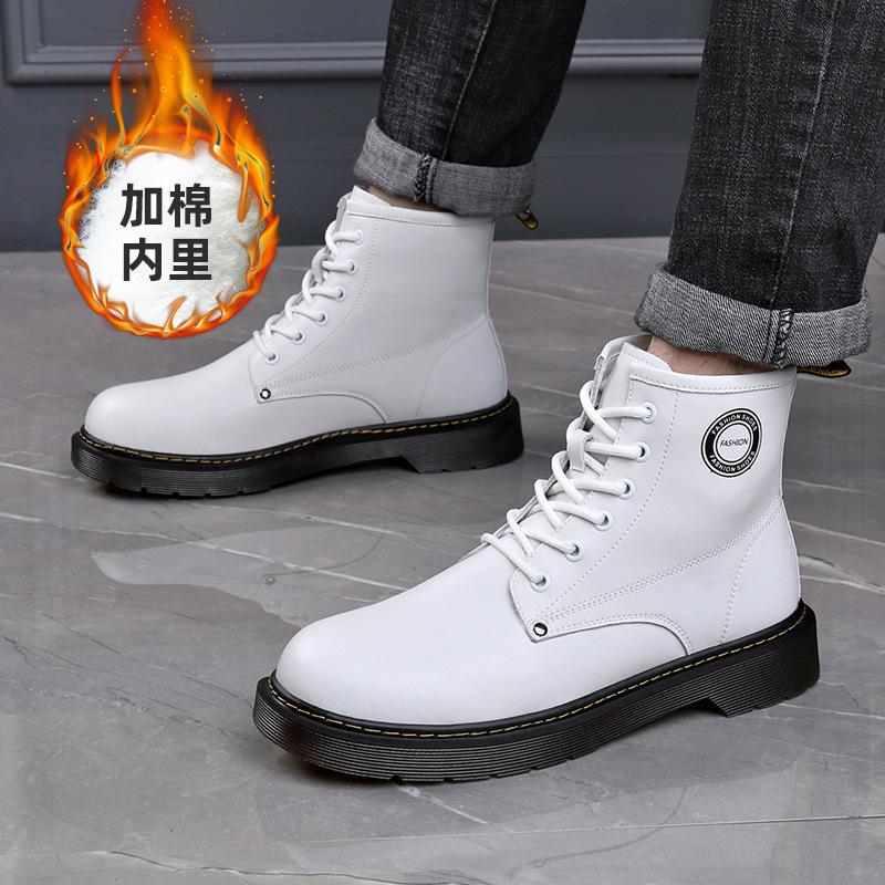 Fashion Autumn Winter Genuine Leather Platform Boots for Men Fashion Casual New Designer Add Fleece Warm TPR Male Ankle Boots Shoes