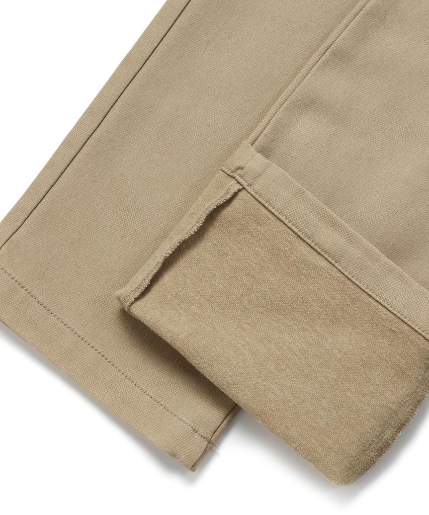 KULTE Men'S Fleece-Lined Elastic Waist Chino Pants Beige