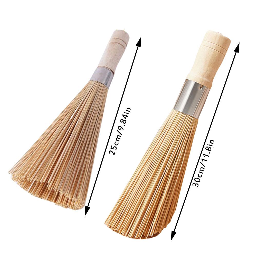 1/2Pcs Natural Bamboo Pot Brush Long Handle Wok Cleaning Brush Dish Brush Kitchen Tool Supplies Home Restaurant Bamboo Pot Brush