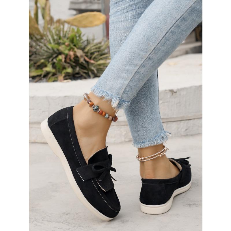 Women‘s Shoes Spring Large Size Slip-On Tassel Decoration Casual Single.