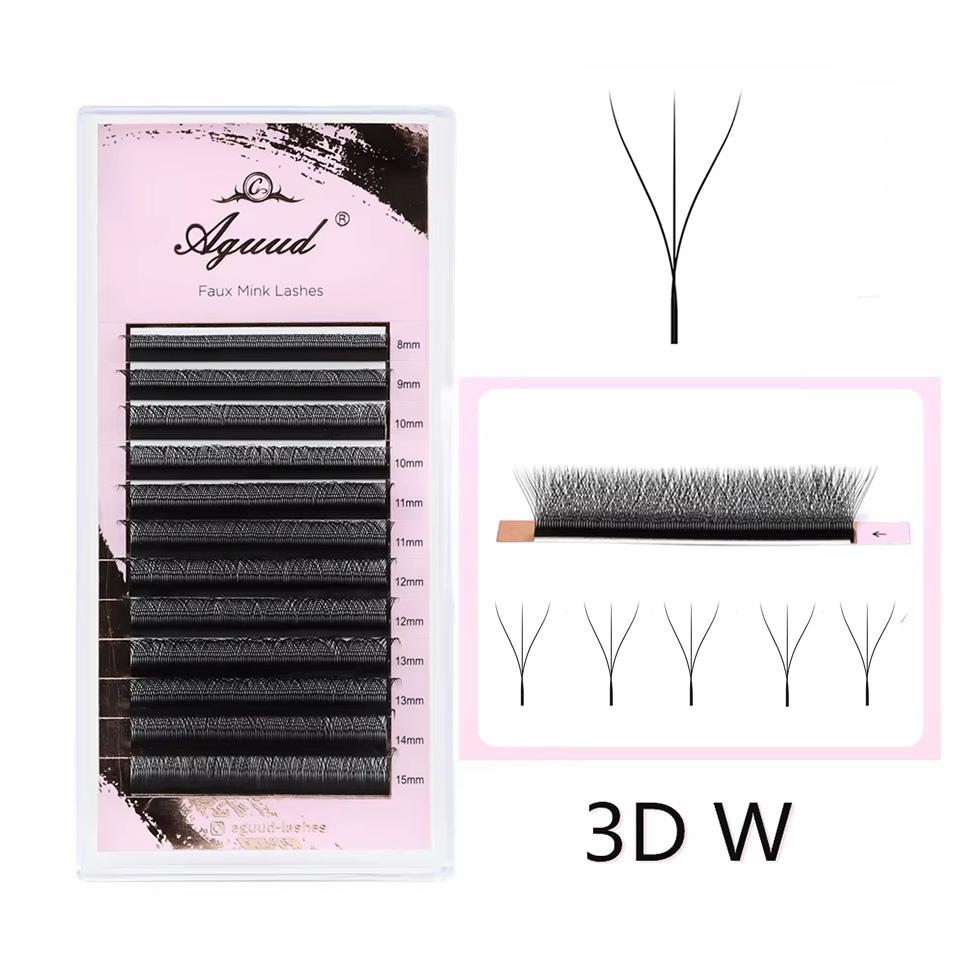 AGUUD 5D W Clover Lash Extension Premade Fans 5D Shape Blooming Lashes Brown 4DW Eyelash Extension Lightweight 2D-V Shaped Lash