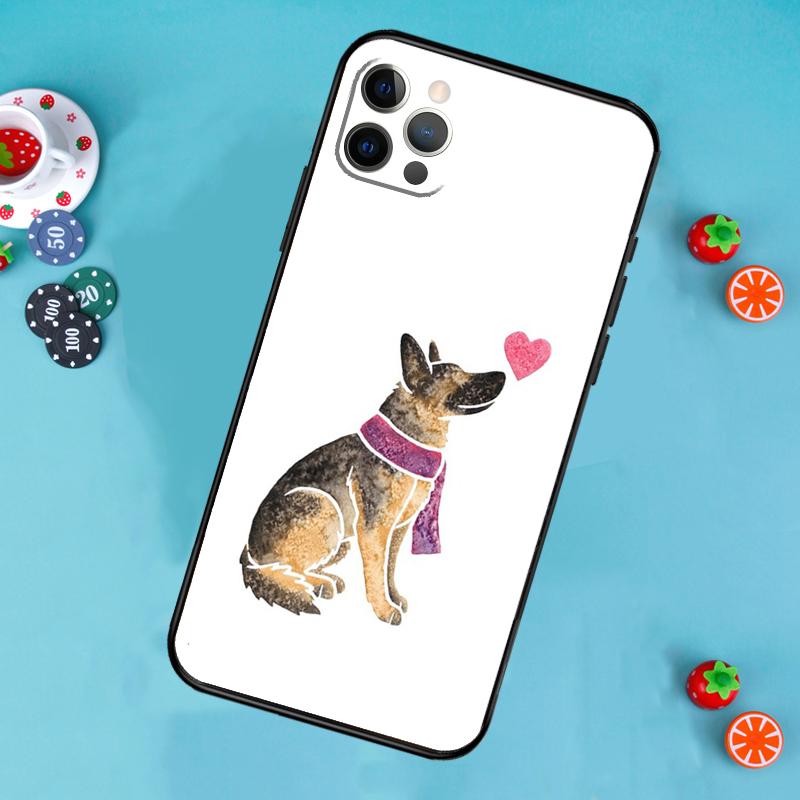 German Shepherd Dog Cartoon Phone Case For iPhone 17 Air 13 16 15 11 12 14 Pro Max 13 12 mini 15 16 Plus 16e Cover Funda