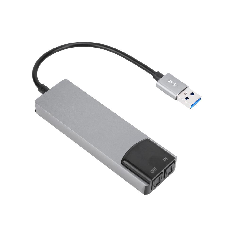 7.1 USB Surroundlydkort med SPDIF Digital Lyd Høyoppløselig Musikk Eksternt Lydkort for Bærbar PC Sølv