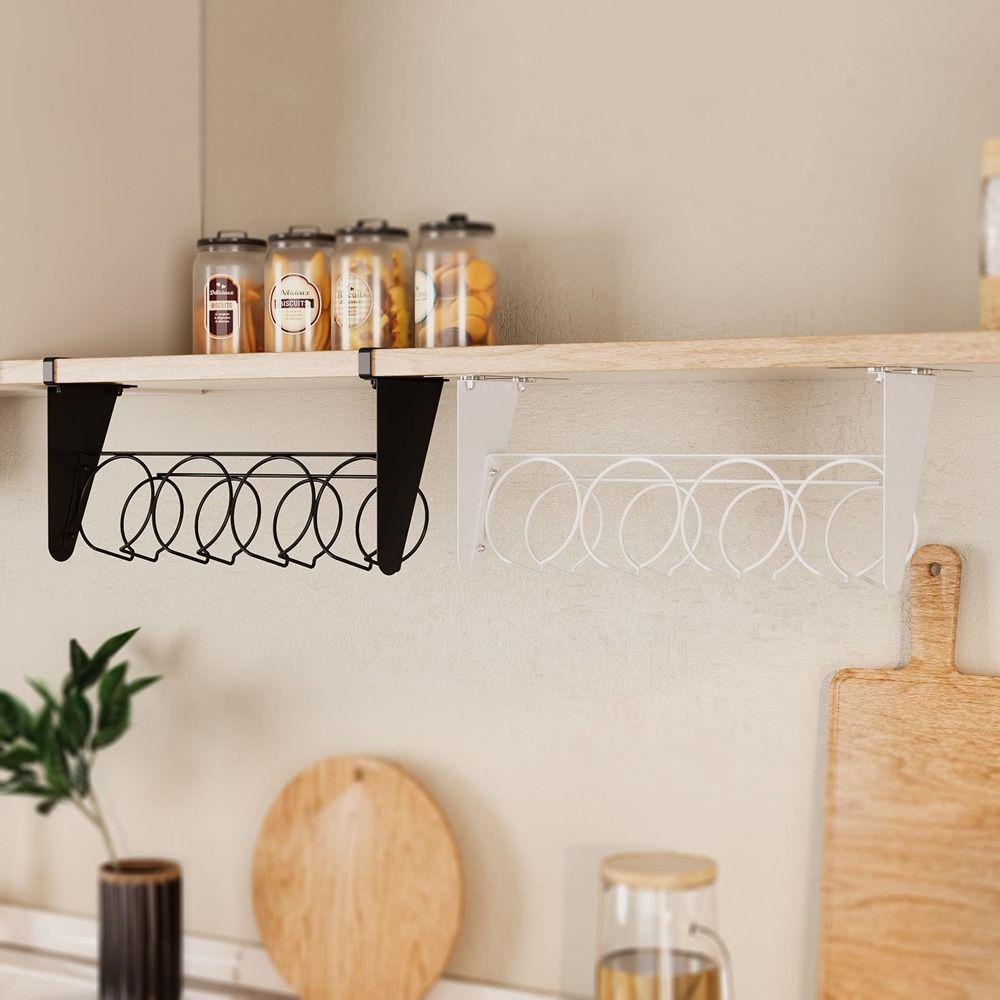 Wall Mounted Under Cabinet Water Bottle Organizer Carbon Steel Cup Storage Rack  Kitchen