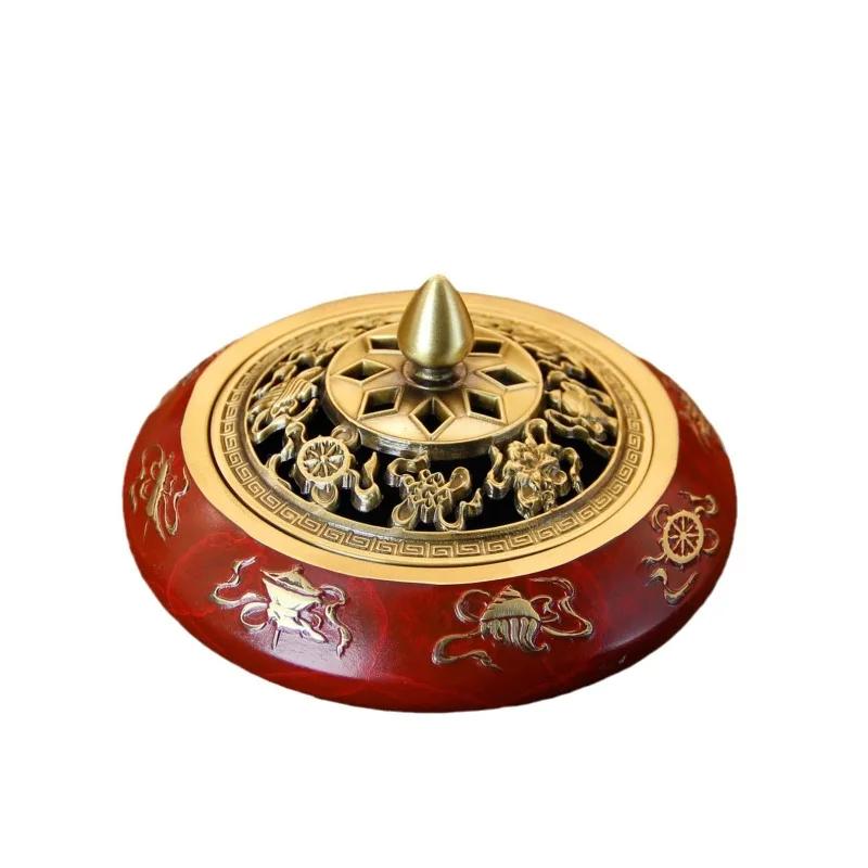 Burning Blue Eight Treasures Incense Burner Plate Incense Pure Brass Incense Road Supplies