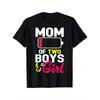 Ladies Two Men and One Woman Mom Pattern T-shirt High Elasticity Loose Fit Round Neck Short Sleeve
