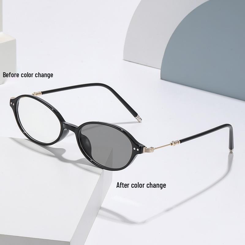 

Photosensitive Color-Changing Oval Eyeglass Frames with Anti-Blue Light and Prescription Features