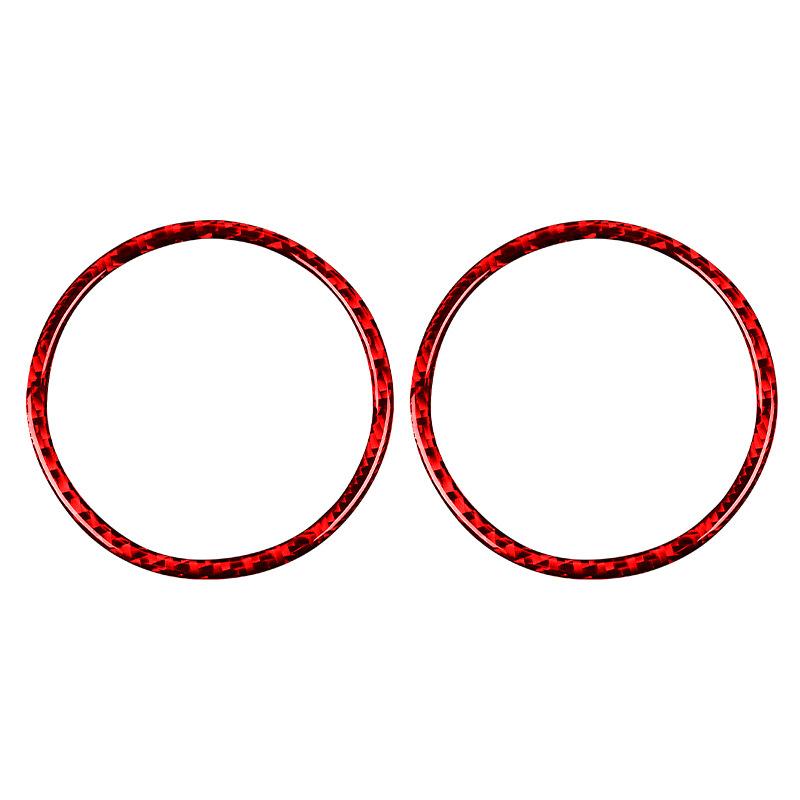 2PCS Carbon Fiber Car Door Radio Speaker Ring Cover Frame Interior Decoration Sticker For Ford Mustang 2015- Accessories