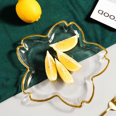 Cherry Blossom/octagon/decagon Glass Plate Household Decoration Tableware Transparent Phnom Penh Dessert Fruit Salad Bowl