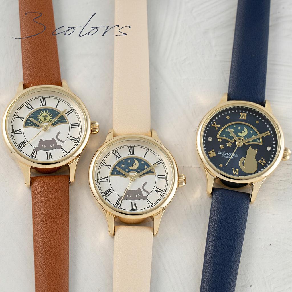 Wristwatch Cat Lovers Free Shipping - Ladies Sun Moon Watch Made Japan Features Changing Starry Sky Motif Stylish Cute Goods Gift Anniversary Birthday
