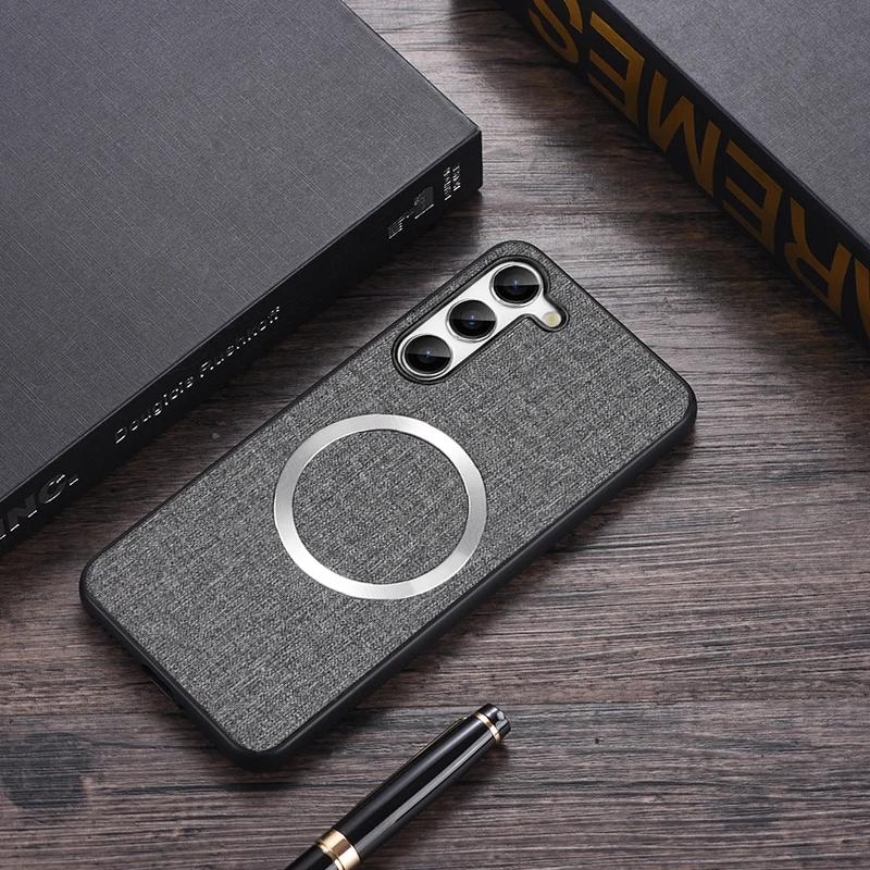 New Fabric Case for Samsung Galaxy S24 S23 S22 S21 Ultra  S24 Plus For Magsafe Magnetic Charging Silicone Protection Cover Coque