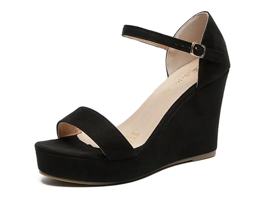 

Жіноче взуття Comemore Espadrilles 2024 Жіноче взуття Босоніжки на платформі Чорні жіночі сандалії з відкритим носком і високими каблуками на танкетці Пряжки до щиколотки 40 чорний