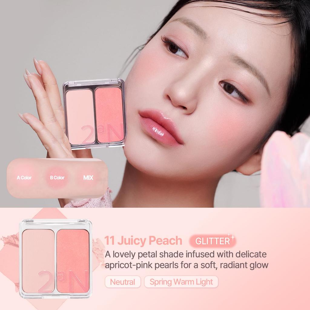 Popular Blush DUAL CHEEK 11 JUICY PEACH For warm radiant idol peachy Korean idol 2aN Official undertones, spring, makeup, makeup, baby-like look,