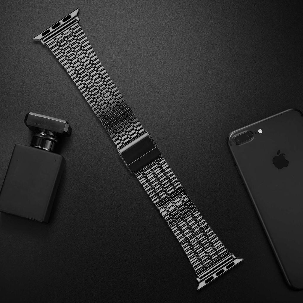 Pasek do zegarka Apple Watch Series 40 mm 42 mm 44 mm 38 mm Luksusowy pasek do zegarka ze stali nierdzewnej do zegarka iWatch Ultra 9 8 7 6 5 4 3 2 1 SE Pasek ze składanym zapięciem 49 mm