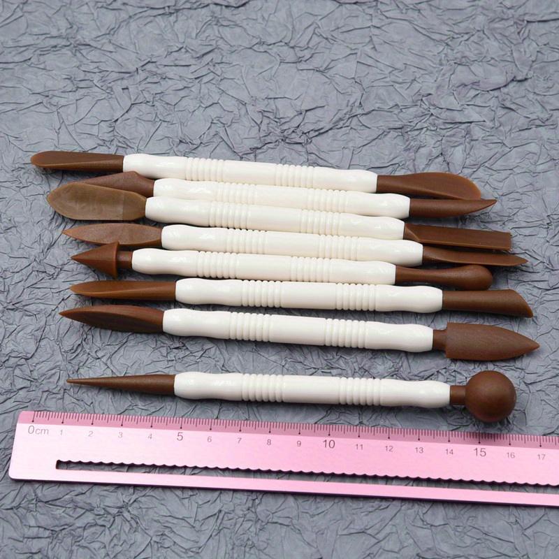8pcs Plastic Clay Sculpting Tools Set-Uncharged Pottery & Resin Craft Shaping Spatulas, Carving Knives, and Detail Needles.