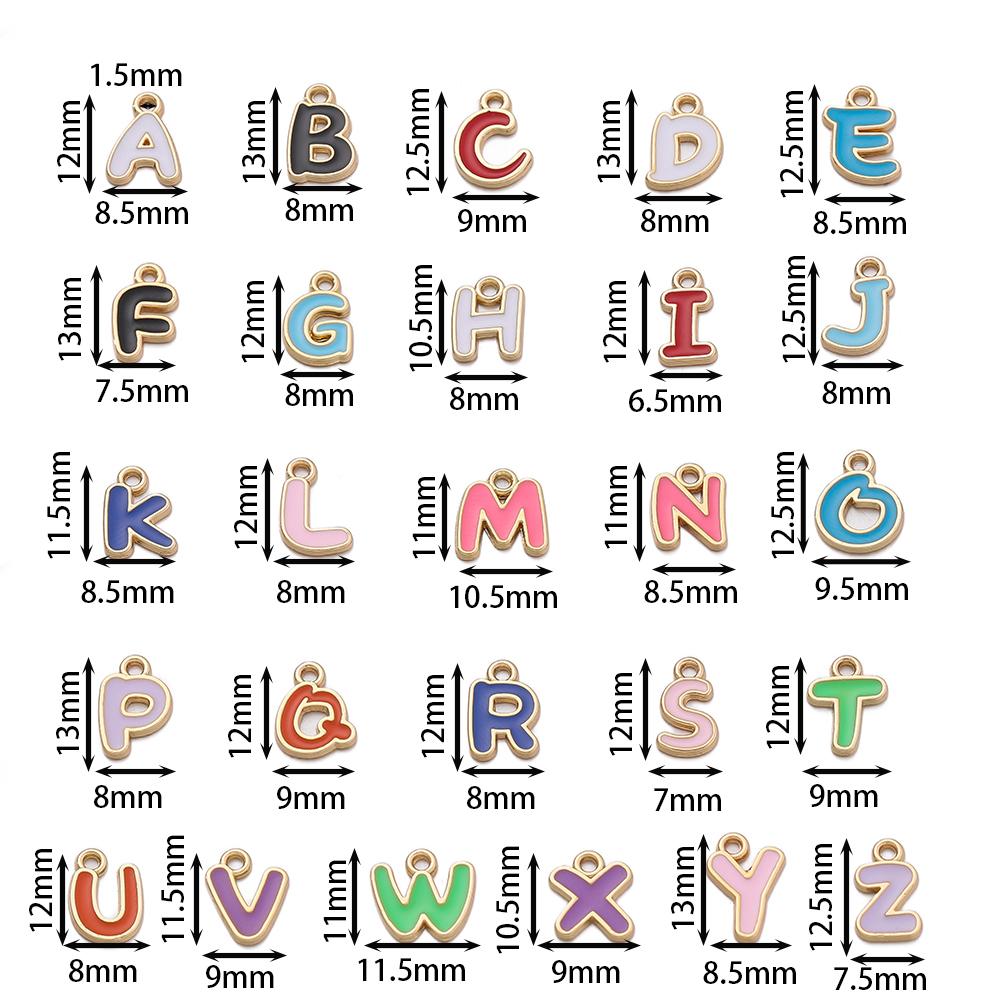 50/100pcs A-Z Alphabet Enamel Charms Colorful Metal Letter Pendants for DIY Jewelry Making Earrings Bracelet Necklace Accessorie