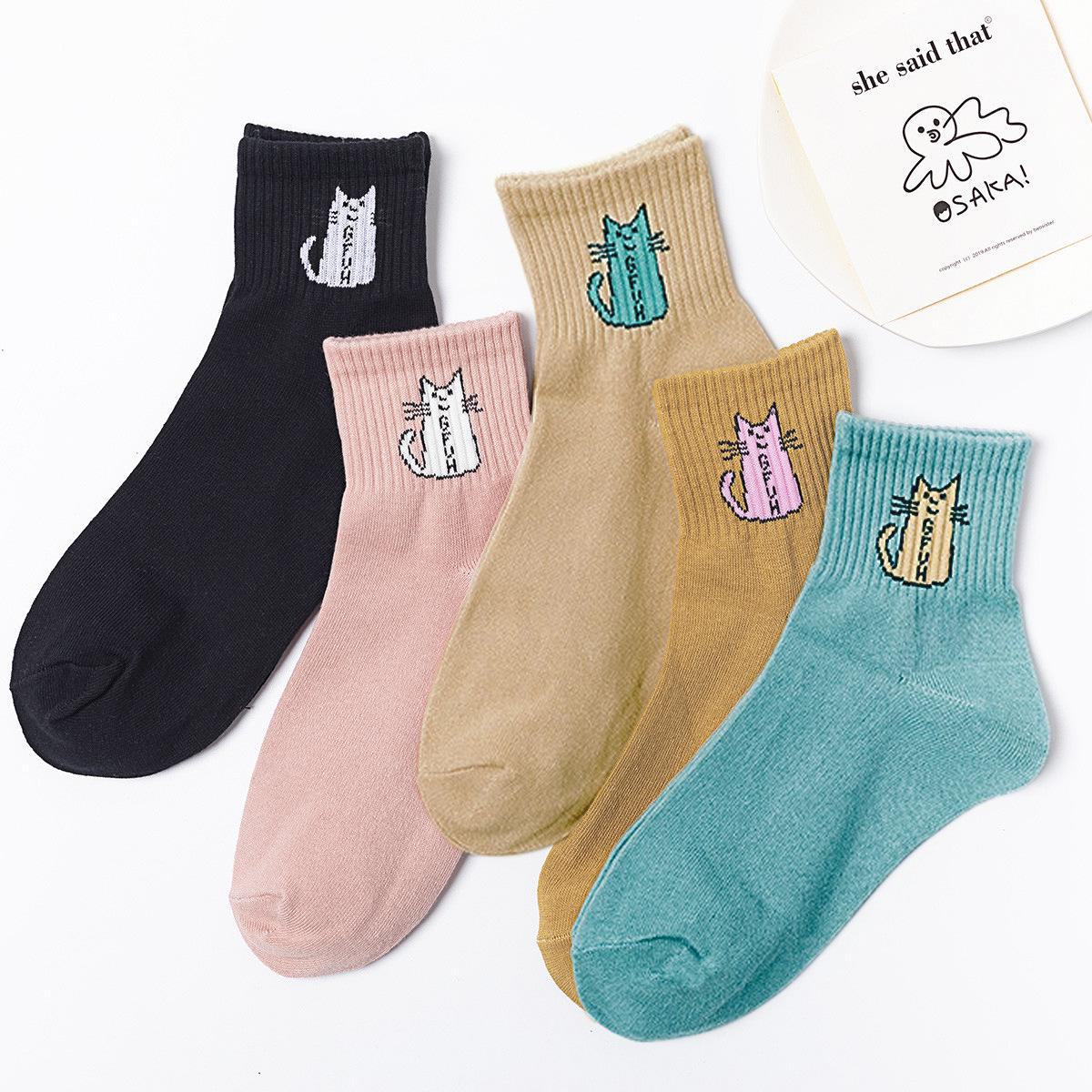 

Женские весенние и летние хлопковые носки средней длины — дышащие, впитывающие пот, дезодорирующие, низкие, повседневного стиля One Size