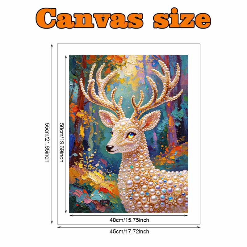 Pearl Painting Kit, 5D Pearl Shaped Diamond Elegant Deer Painting Kit Suitable for Home Living Room, Bedroom, Study Room and Wall Art Gifts
