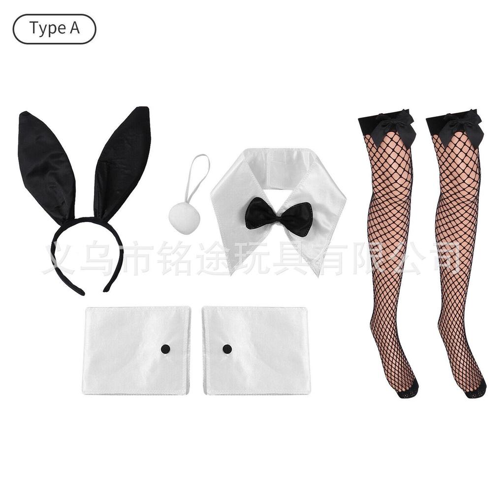 Konijnenmeisje Cosplay Set: Satijnen Hoofdband, Pompon Konijnenstaart, Kostuum Prop