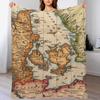 Vintage Map Throw Blanket Soft Home Decor Blanket for Couch Bedroom