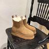 Thick Soled Snow Boots for Women Fashionable Height Increasing Cotton Shoes with Plush Chelsea Short Boots