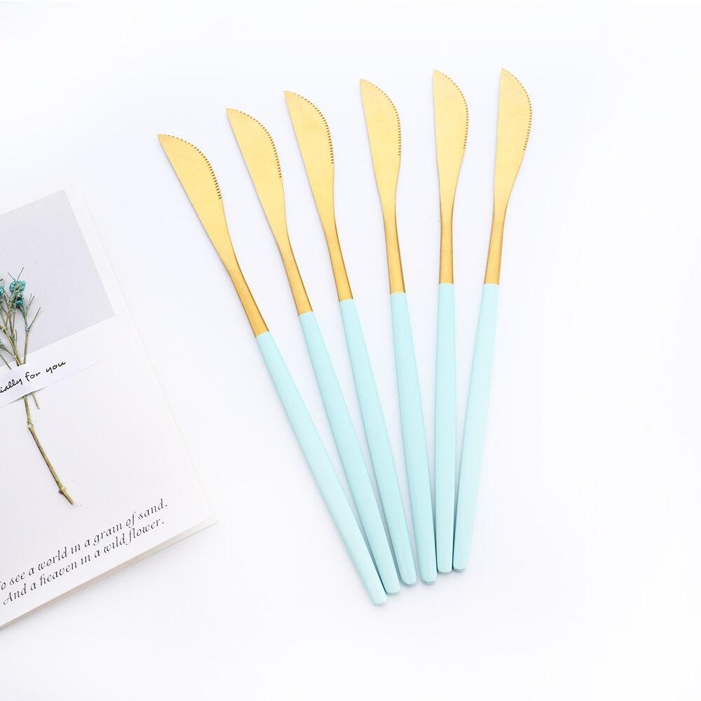 18pcs Colorful Cutlery Set Tableware Set Stainless Steel Dinner Knife Fork Spoon Matte Polishing Dinnerware Set