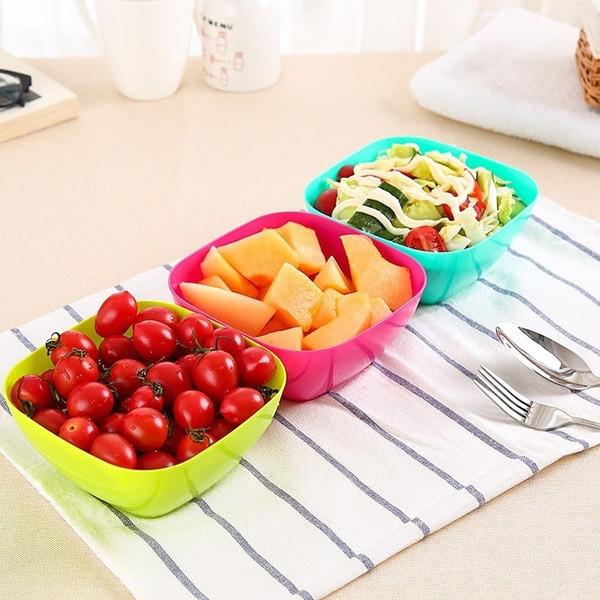 Versatile Food Grade Plastic Square Fruit Plate Colorful Serving Bowl Candy Dish