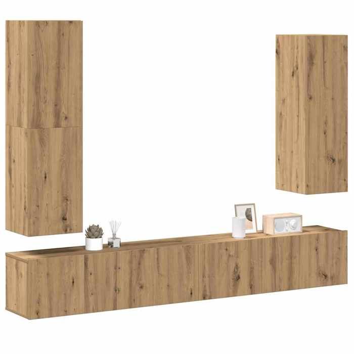 VidaXL Wall-Mounted TV Unit Set 4 Pcs Artisan Oak, TV Stand, Media Unit, TV Console, Hi-Fi Unit, Center 3329154