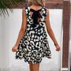 Women's Ruffled Sleeveless Dress Summer Fashion Lace-up High-waisted Dress