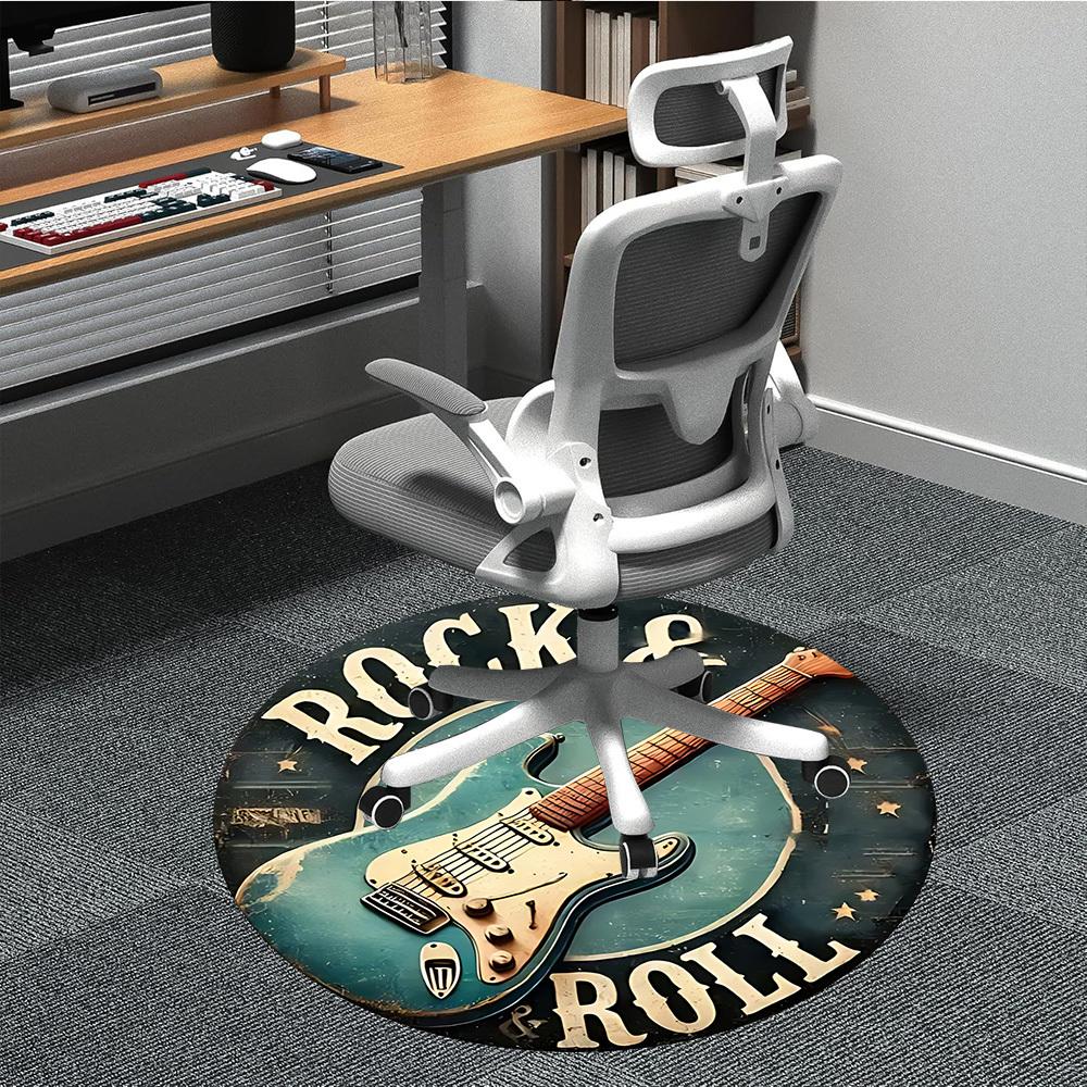 1pz Tappeto Rotondo Musica per Chitarra per Ufficio, Sotto Sedie da Ufficio Camera da Letto Soggiorno Decorazione per la Casa, Decorazione Stanza