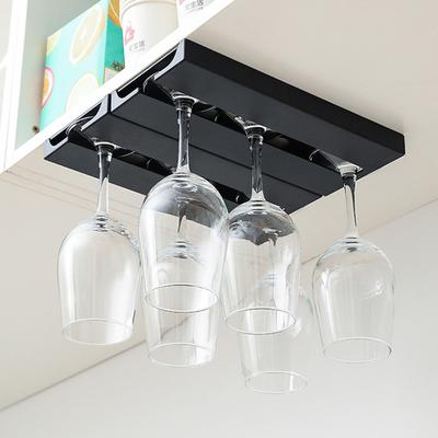 Wine Glass Holder Goblet Hanging Rack Punch-free Hanger Shelf Cupboard Storage Organizer Glass Cup Rack for Home Kitchen Bar