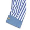 Women Color Block Stripe Splicing Loose Long Sleeve Collared Shirt