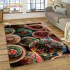 Tappeto Mandala Trama Floreale Colorata VIKAMA, Tappeto Antiscivolo per Soggiorno, Camera da Letto, Divano, Decorazione Casa, Zerbino
