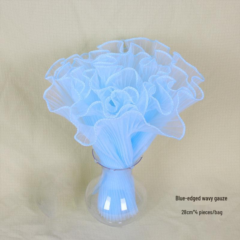 Korean Pearl Ruffle Gauze Floral Bouquet Wrapping Material - Pleated Mesh Wave Gauze
