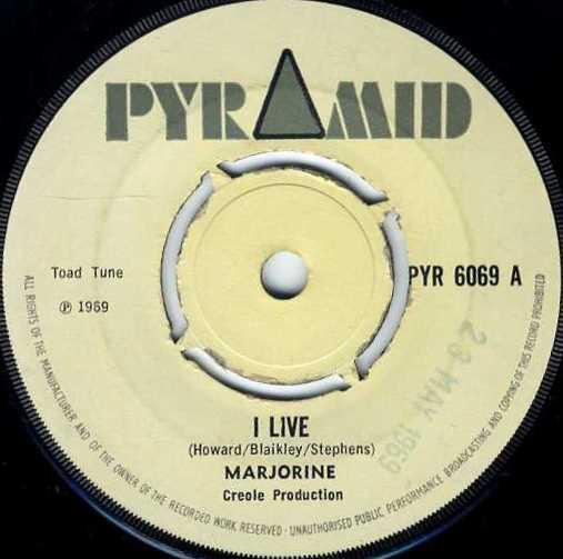 

7inch Record MARJORINE - I Live PYR6069 Pyramid 1969 UK Rock Used