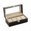 Watch Box with Transparent Lid Leather Display Black Organizer for Collectors, Dresser,