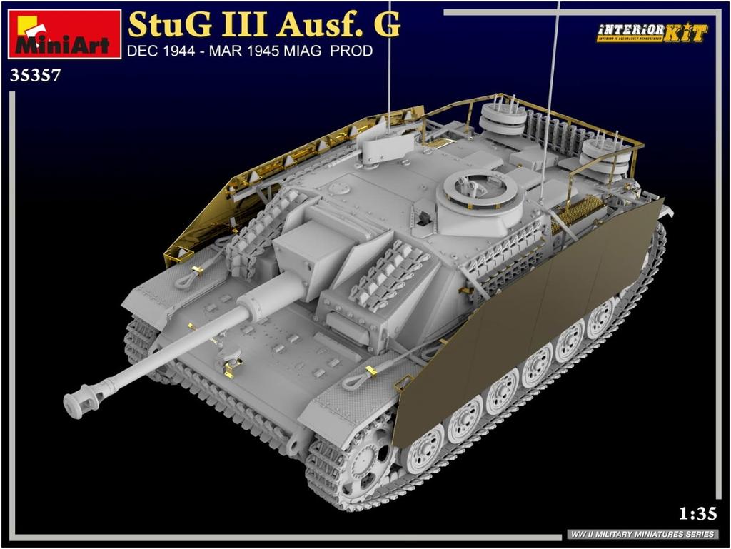 MiniArt Scale German III December 1944 March Full Interior Plastic Model MA35357 1/35 Sturmgeschütz Ausf. G, - 1945, MIAG, Kit,