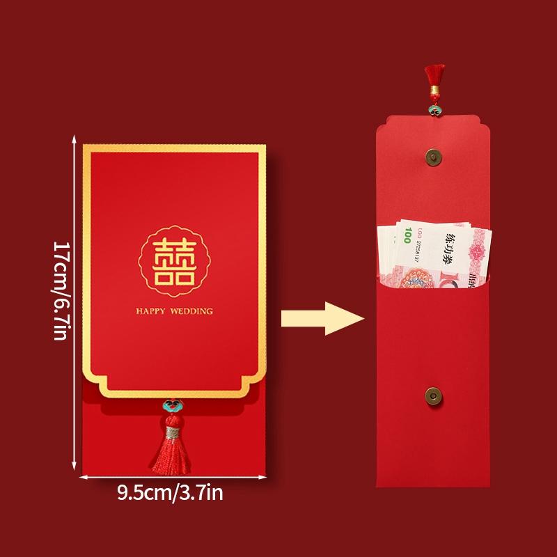 1Pc  Cloth Wedding Red Envelope Traditional Chinese Wedding Red Envelope Lucky Money Packets With Tassel Weddings Supplies