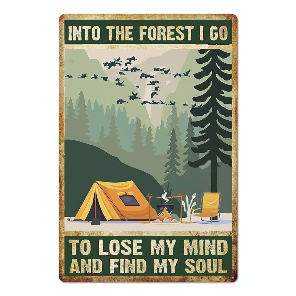 Camping Metal Posters Tin Sign Decor Vintage Plaque Metal Plate Retro Posters Wall Art Decor for Trip
