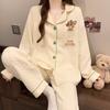 Dackel-Pyjama Herbst und Winter Damen Warm Süß Kariert Luftbaumwolle Lässig Trend Cartoon Loungewear Set