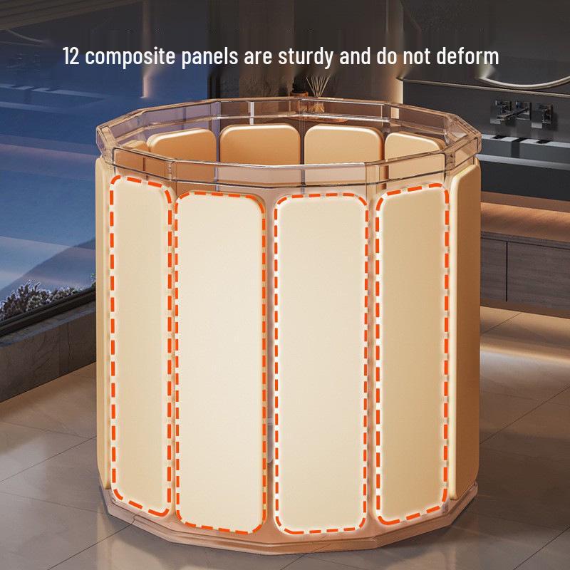 Large Portable Soaking Tub with Thick Quilted Insulation - No Installation Needed, Folding Bathtub for Adults.