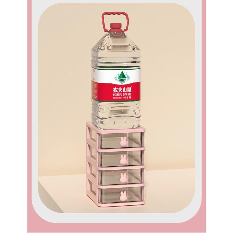 Multifunktionaler Schreibtischschubladen-Organizer Stifthalter und Haarschmuck-Aufbewahrungsregal Transparente Kunststoff-Hasen-Schreibtisch-Aufbewahrungsbox